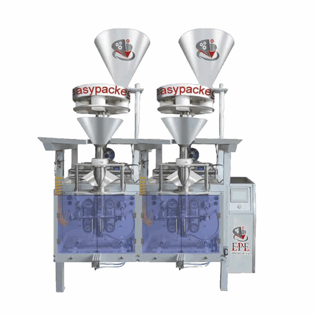 ماكينة تعبئة وتغليف السكر والأرز الزوجية من إيزي باك – سرعة ودقة مضاعفة لإنتاجك